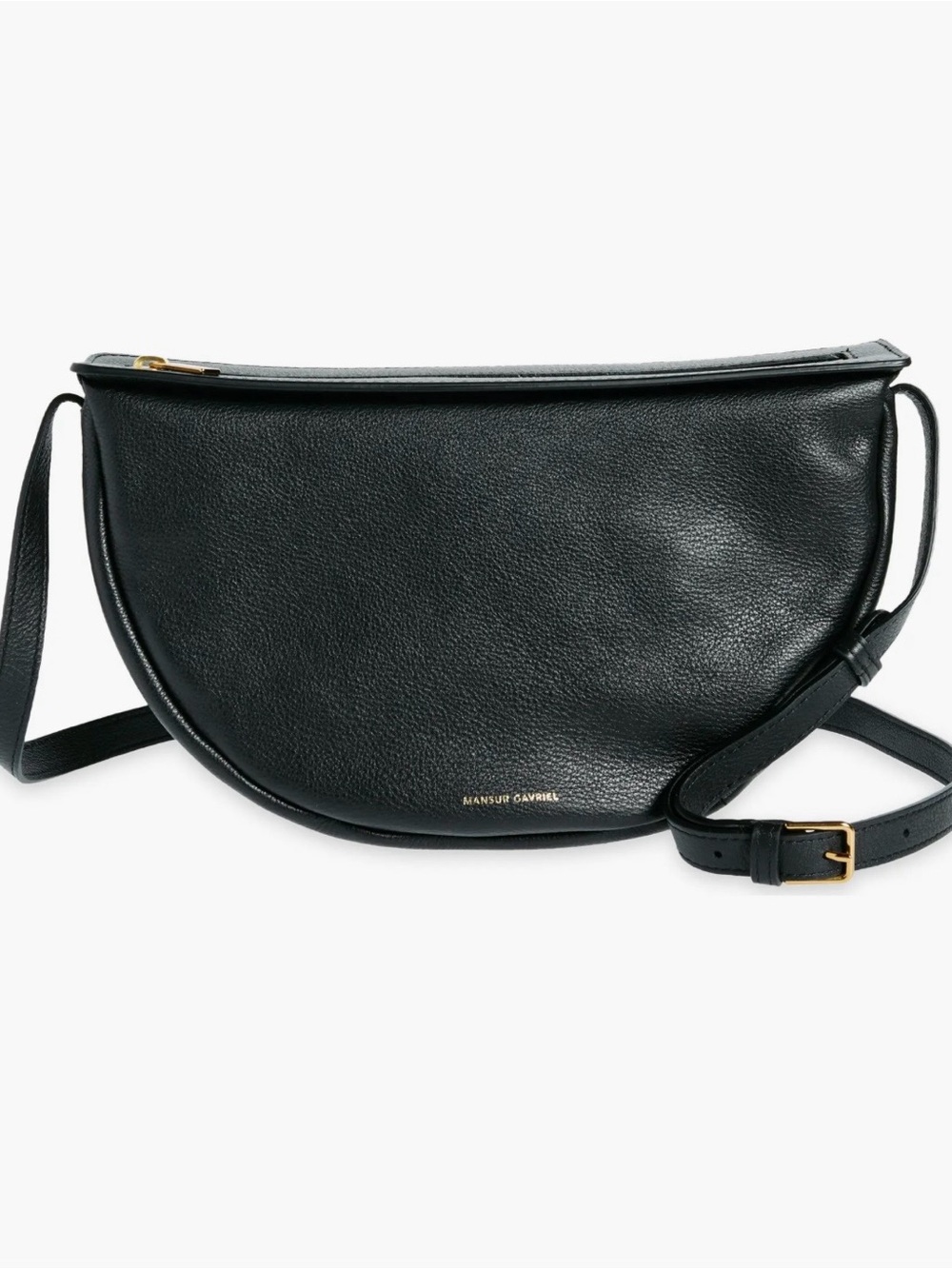 Mansur Gavriel Black Half-Moon Leather Crossbody Bag